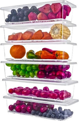 Buynow Plastic Fridge Container  - 1500 ml(Pack of 6, Clear)