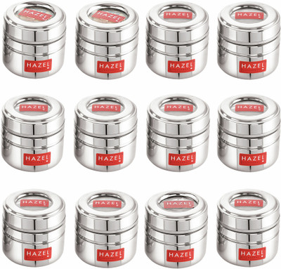 HAZEL Steel Grocery Container  - 200 ml(Pack of 12, Silver)
