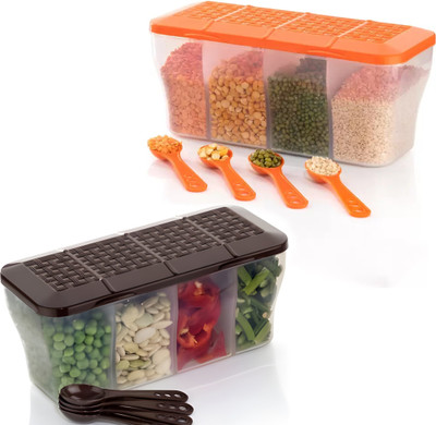 ksquare Plastic Utility Container  - 1500 ml(Pack of 2, Brown, Orange)
