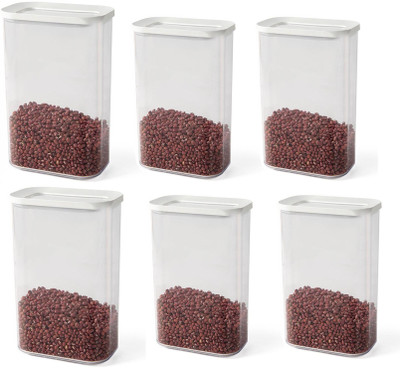 pepplo Plastic Grocery Container  - 2000 ml(Pack of 6, White)