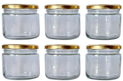 spill light Glass Utility Container  - 350 ml(Pack of 6, Clear)