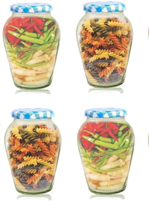 TINSUHG Glass Grocery Container  - 1000 ml(Pack of 4, Clear)