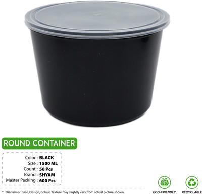 DISPOSALWALAA Plastic Utility Container  - 1500 ml(Pack of 25, Black)