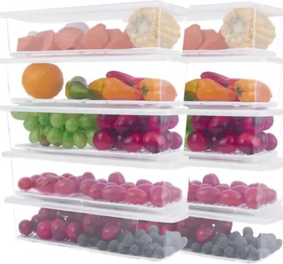 Indriyas Plastic Fridge Container  - 1500 ml(Pack of 10, White)