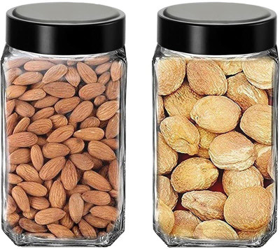 NAVPATH Glass Grocery Container  - 1000 ml(Pack of 2, Clear)