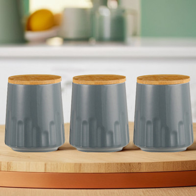 The Better Home Ceramic Utility Container  - 650 ml(Pack of 3, Grey)