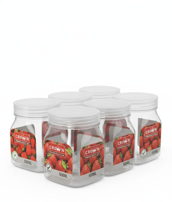 CROWN Plastic Fridge Container  - 500 ml(Pack of 6, Clear)