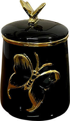 Lemon Tree Ceramic Utility Container  - 1000 ml(Black)