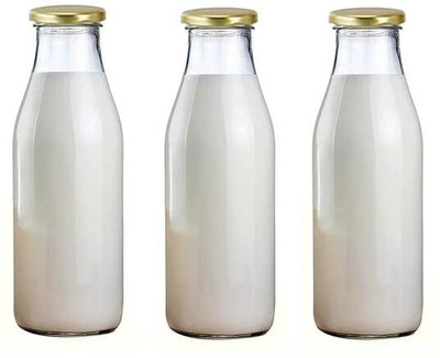 PERIZONE Glass Milk Container  - 500 ml(Pack of 3, Clear)