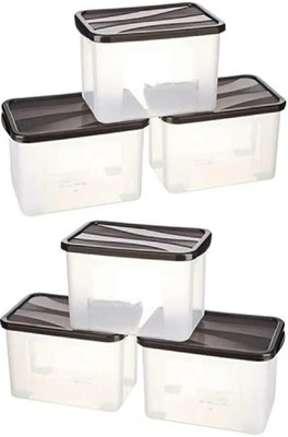 UNDERZZONE Plastic Grocery Container  - 2000 ml(Pack of 6, Clear)