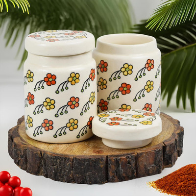 kaolinite Ceramic Utility Container  - 1000 ml(Pack of 2, Multicolor)