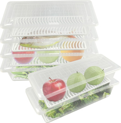 Primeway Plastic Fridge Container  - 1500 ml(Pack of 6, Transparent)
