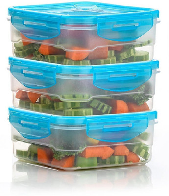 Craftbin Plastic Fridge Container  - 800 ml(Pack of 3, Blue)
