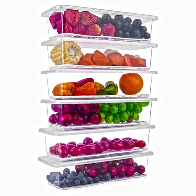 forsel Plastic Fridge Container  - 1500 ml(Pack of 6, Clear)