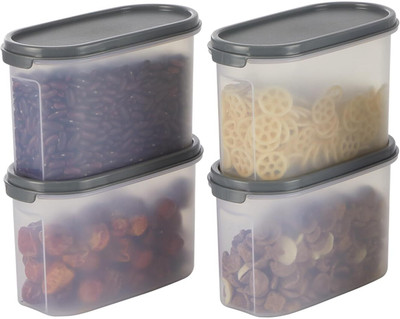 AK HUB Plastic Grocery Container  - 1100 ml(Pack of 4, Transparent)