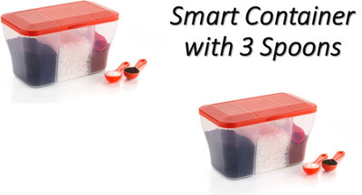 ROYALRYTE ENTERPRISE Plastic Tea Coffee & Sugar Container  - 1000 ml(Pack of 2, Red)