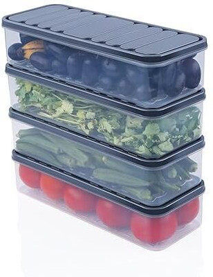 Whitepixel Plastic Fridge Container  - 1200 ml(Pack of 4, Multicolor)