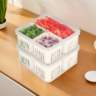 KUBER INDUSTRIES Plastic Fridge Container  - 4 L(Pack of 2, Clear)