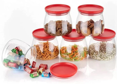 Kivanshi Plastic Grocery Container  - 800 ml(Pack of 6, Red, Multicolor)