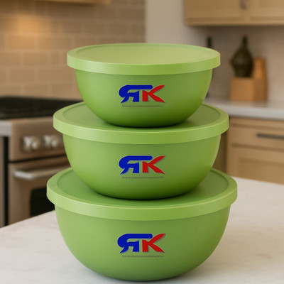 RK Stainless Steel Grocery Container  - 600 ml, 800 ml, 1300 ml(Pack of 3, Green)