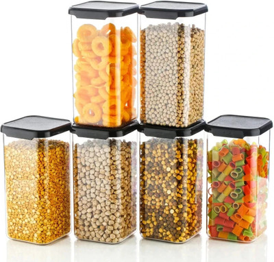 Ecodex Plastic Grocery Container  - 1100 ml(Pack of 12, Black)
