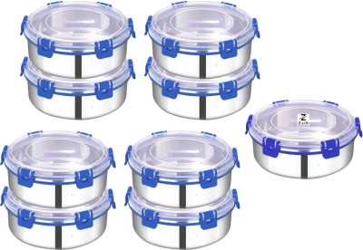 Zaib Stainless Steel Fridge Container  - 1000 ml(Pack of 9, Blue)