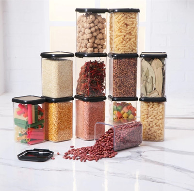 SKYHEART Plastic Grocery Container  - 1100 ml(Pack of 12, Clear)