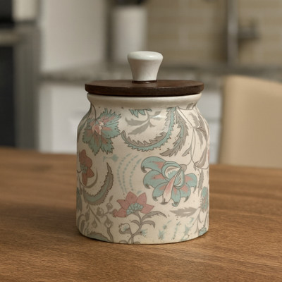 Bright Crockery Ceramic Tea Coffee & Sugar Container  - 400 ml(Light Green)