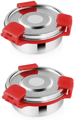 POGON Stainless Steel Utility Container  - 300 ml(Pack of 2, Red)