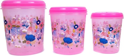 vristo Plastic Grocery Container  - 1000 ml, 2000 ml, 3000 ml(Pack of 3, Pink)