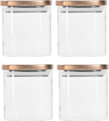 Femora Glass Grocery Container  - 750 ml(Pack of 4, Clear)