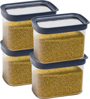 Stacpro Polypropylene, Plastic Grocery Container  - 1100 ml(Pack of 4, Grey)