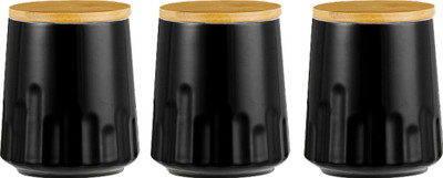 The Better Home Ceramic Utility Container  - 650 ml(Pack of 3, Black)