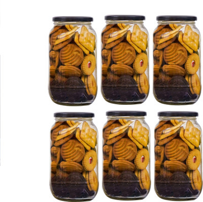 romers Glass Grocery Container  - 1100 ml(Pack of 6, Clear)