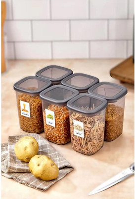 SKYHEART Plastic Grocery Container  - 900 ml(Pack of 6, Grey)