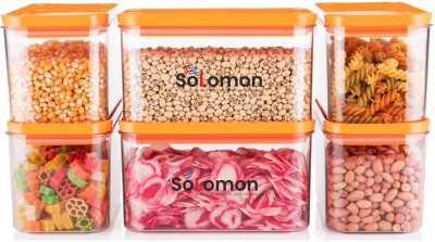 Solomon Plastic Grocery Container  - 1500 ml(Pack of 6, Orange)