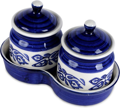 Your Local Store Ceramic Pickle Jar  - 200 ml(Pack of 2, Blue)