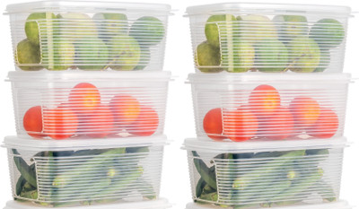 KDZONE Plastic Fridge Container  - 1800 ml(Pack of 6, Clear)