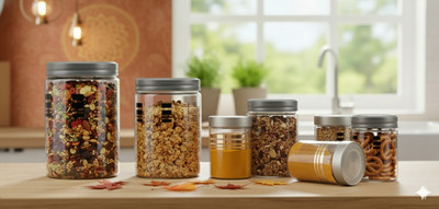 DYK Plastic Fridge Container  - 1200 ml, 649 ml, 350 ml, 250 ml(Pack of 16, Silver, Transparent)