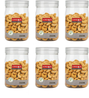 CROWN Plastic Fridge Container  - 2000 ml(Pack of 6, Clear)