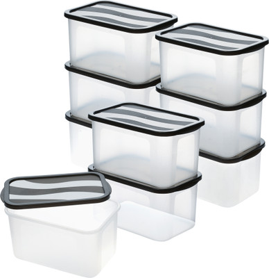 KUBER INDUSTRIES Plastic Fridge Container  - 4 L(Pack of 9, Black)