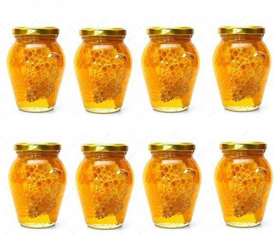 RUTVIHK Glass Grocery Container  - 1000 ml(Pack of 8, Clear)