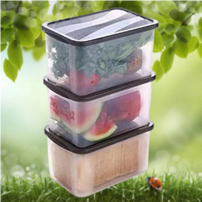 ADMONITION Plastic Bread Container  - 2000 ml(Pack of 3, Black, White)
