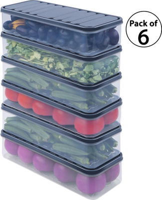 Story@home Plastic Fridge Container  - 1500 ml(Pack of 6, Grey)
