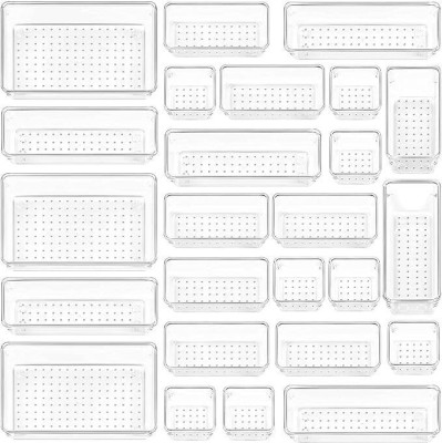 Kitchenetic Plastic Fridge Container  - 100 ml, 250 ml, 500 ml, 1000 ml(Pack of 25, White)