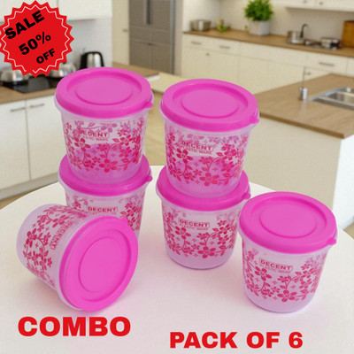 DECENT PLASTICS Plastic Tea Coffee & Sugar Container  - 1000 ml(Pack of 6, Pink)