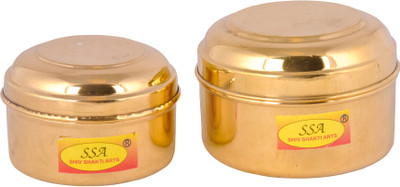 Shivshakti Arts Brass Utility Container  - 300 ml(Pack of 2, Yellow)