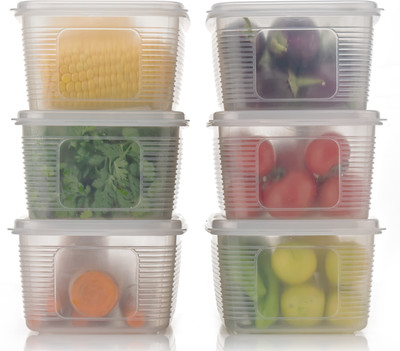 Mataiva Plastic Fridge Container  - 1800 ml(Pack of 6, Clear)
