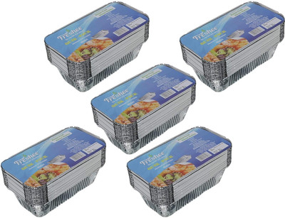Freshee Aluminium Grocery Container  - 660 ml(Pack of 5, Silver)
