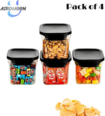 AIROMOON Plastic Grocery Container  - 600 ml(Pack of 4, Black)